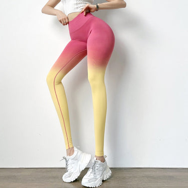Seamless Yoga Sport Leggings Women Gym Fitness High Waist Breathable Stretch Tights Color Gradient Pants  -  GeraldBlack.com