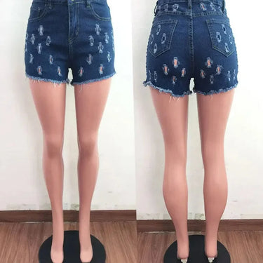 Sexy Hollow Ripped Torn Holes High Waist Stretchy Hotpants Street Jeans Distressed Tight Grunge Denim Shorts  -  GeraldBlack.com