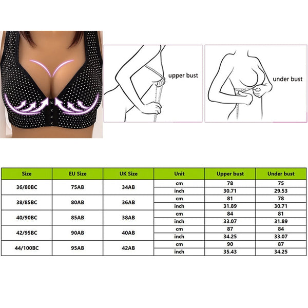 Sexy Plus Size Women's Black Push Up Front Closure Seamless Wire Free Full Cup Bralette Cotton Brassiere  -  GeraldBlack.com