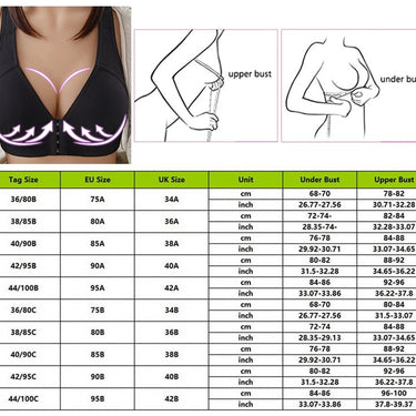 Sexy Plus Size Women's Black Push Up Front Closure Seamless Wire Free Full Cup Bralette Cotton Brassiere  -  GeraldBlack.com