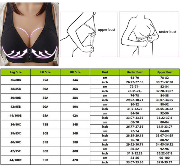 Sexy Plus Size Women's Purple Push Up Front Closure Seamless Wire Free Full Cup Bralette Cotton Brassiere  -  GeraldBlack.com