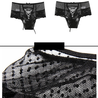 Sexy Women High Waist Lace Strappy Transparent Underwear Panties Large Sizes Mesh Briefs Underpanties  -  GeraldBlack.com