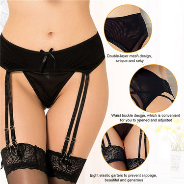 Sexy Women Mesh Suspender Belt Garter 8 Adjustable Strap Lingerie Panty 5XL Plus Size High Waist Sheer Underwear  -  GeraldBlack.com