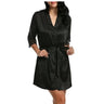 Sexy Women's Real Silk Lace Mid-sleeve Plus Size Nightwear Robes Bathrobes  -  GeraldBlack.com