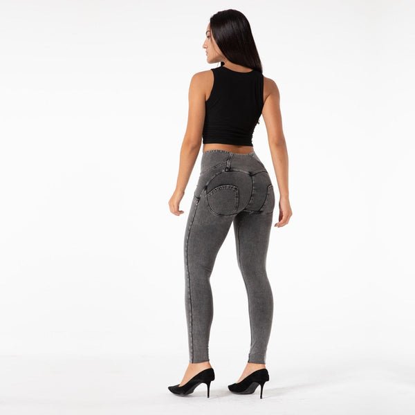 Shaping Yoga Fitness Sports High Waist Gym Workout Running Tights Gray Slim Push Up Trousers Leggings for Female  -  GeraldBlack.com