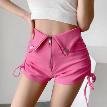 Side Drawstring Sexy Women Summer High Waist Design Techwear Tights Zipper Pants Shorts  -  GeraldBlack.com