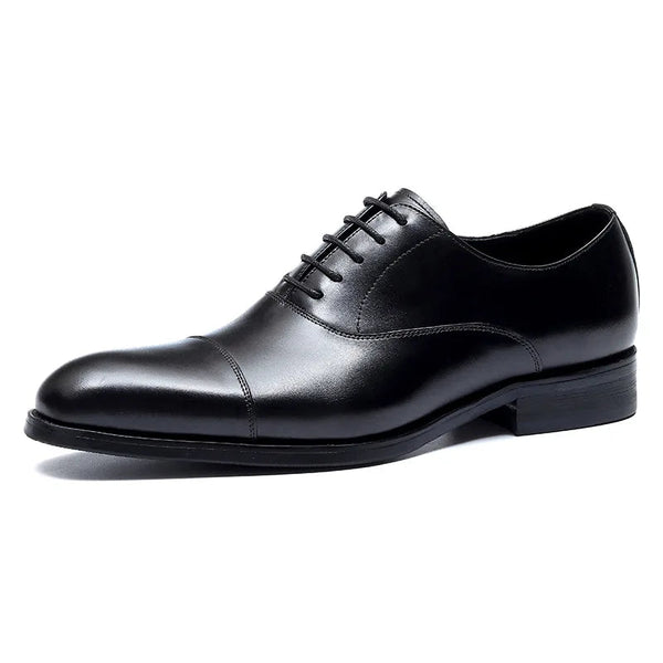 Soft Real Leather Businessman Office Formal Dress Shoes Men's Retro Commuter Oxfords Pointed Handmade  -  GeraldBlack.com