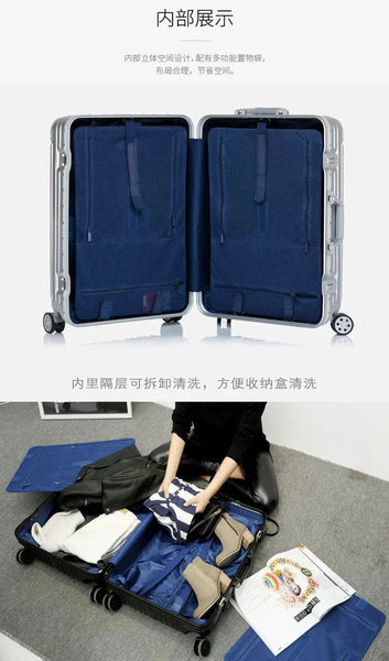 Spinner Aluminum Frame Hardside Travel Suitcase 22"24"26"29" Travel Bags Trolley Luggage On wheel  -  GeraldBlack.com