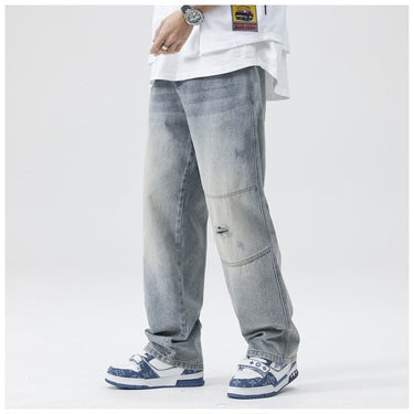 Spring Summer Jeans Straight Loose Fashion Blue Pants Micro Span Ripped  -  GeraldBlack.com