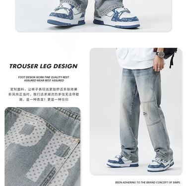 Spring Summer Jeans Straight Loose Fashion Blue Pants Micro Span Ripped  -  GeraldBlack.com
