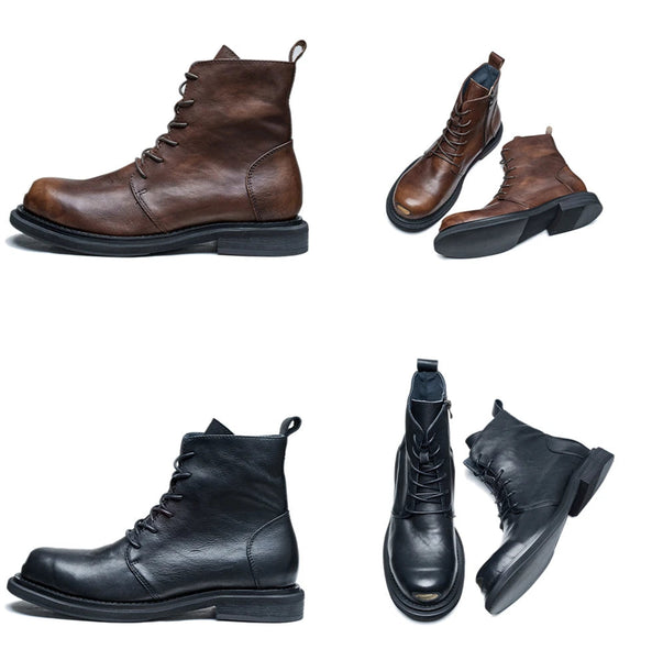 Steel Head Toe Autumn Winter Genuine Leather Soldiers Cool Man Trendy Short Boots  -  GeraldBlack.com