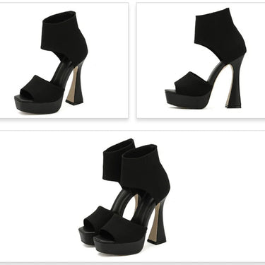 Stretch Fabric Ankle Wrap Women Summer Fashion Open Toe Platform High Heels Party Pumps Shoes  -  GeraldBlack.com