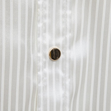 Striped Shirt Men Double Pockets Seamless Long Sleeve Silky Slim Fit Casual Business Formal Dress  -  GeraldBlack.com