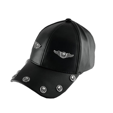 Studded Leather Adjustable Hip Hop Hat Punk Biker Skull Baseball Men Women Cap  -  GeraldBlack.com