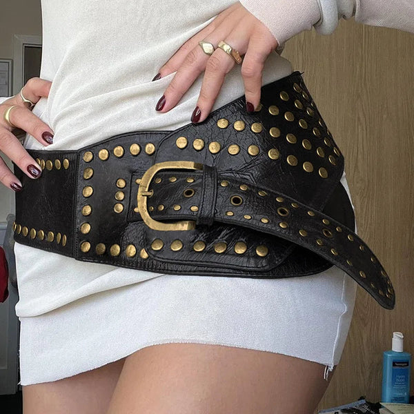 Style Hollow Metal Buckle Leather Belt Cowgirl Retro Accessories Waist Belts for Women Streetwear  -  GeraldBlack.com