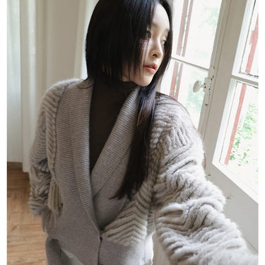 Stylish Fashion Winter Warm Natural Knitted Real Mink Fur Jackets For Female  -  GeraldBlack.com