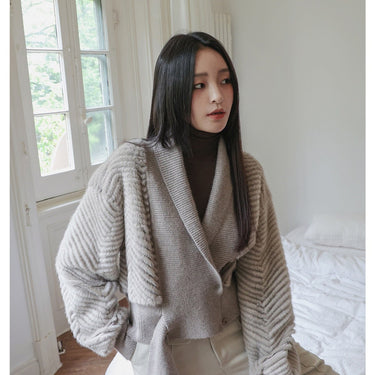 Stylish Fashion Winter Warm Natural Knitted Real Mink Fur Jackets For Female  -  GeraldBlack.com