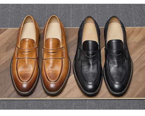 Successful Men's Must Get High End Genuine Leather Slip-on Leather Businessman Casual Office Dress Shoes  -  GeraldBlack.com