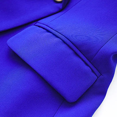 Summer Deep Blue Suit Top B Button Half Skirt Commuter OL Skirt Set Two Piece Suit  -  GeraldBlack.com