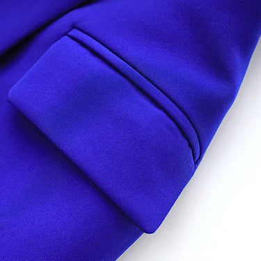 Summer Deep Blue Suit Top B Button Half Skirt Commuter OL Skirt Set Two Piece Suit  -  GeraldBlack.com