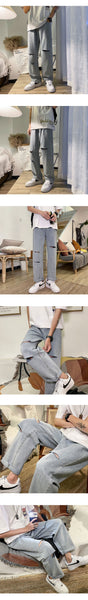 Summer Men Korean High Street Ruffian Handsome Loose Large Size Straight Tube Wide Leg Streetwear Jeans  -  GeraldBlack.com