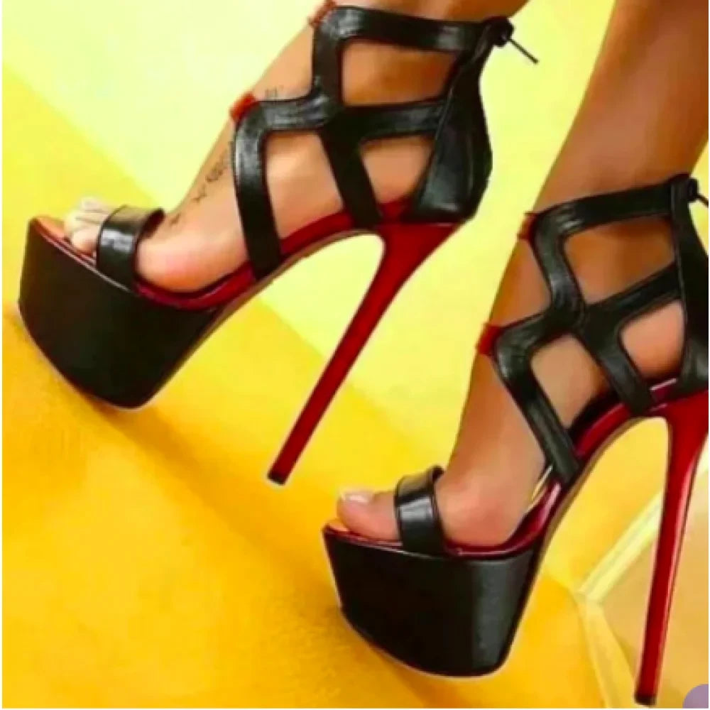 Summer Mixed Color Women Fetish High Heels Sexy Open Toe Party Nightclub Stripper Pole Dance Pumps Shoes  -  GeraldBlack.com