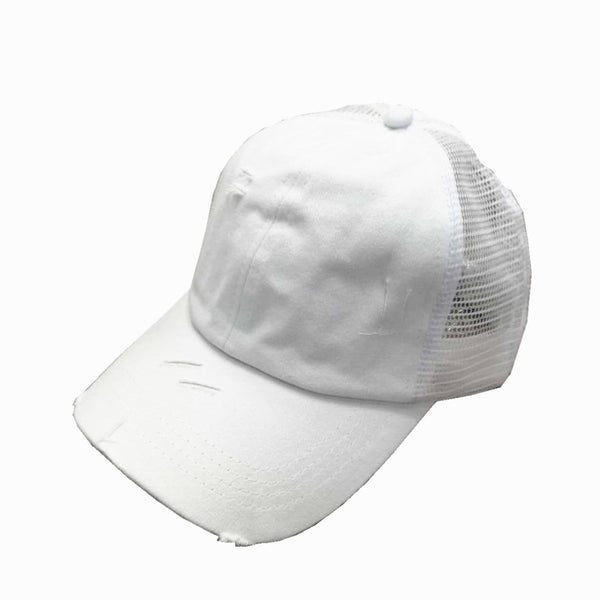 Summer Women's Horsetail Pure Color Open Top Leakage Braided Baseball Net Cap With Hole Opening  -  GeraldBlack.com