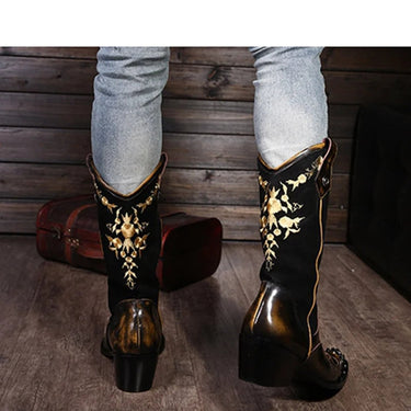 Super Cool Rock Personality Men's Leather Cowboy Knight Motorcycle Boots EU38-46  -  GeraldBlack.com