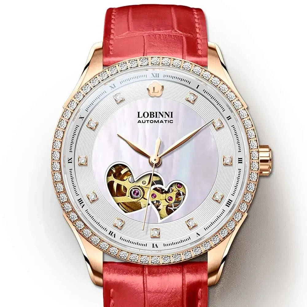 Switzerland Luxury Women's Skeleton Casual Fashion Mechanical Leather Sapphire Watches  -  GeraldBlack.com