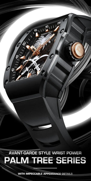 Top Craft Coconut Tree Carbon Fiber Men Hollow Automatic Niche Light Luxury Sports Mechanical Watch  -  GeraldBlack.com