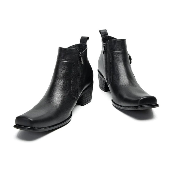 Top Quality Men's Shoes Black Genuine Leather Boots Men Buckles Zip Formal Business Boots Shoes, Big Size 37-46!  -  GeraldBlack.com