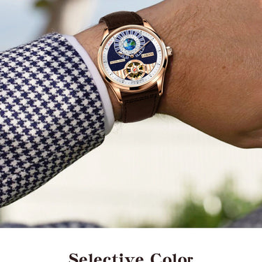 Tourbillon Classic Luxury Men's Automatic Sapphire Glass Mechanical Genuine Leather Skeleton Watches  -  GeraldBlack.com