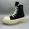 Unisex Black Beige Canvas Luxury Trainers Lace Up Casual Height Increasing Zip Boots Shoes  -  GeraldBlack.com