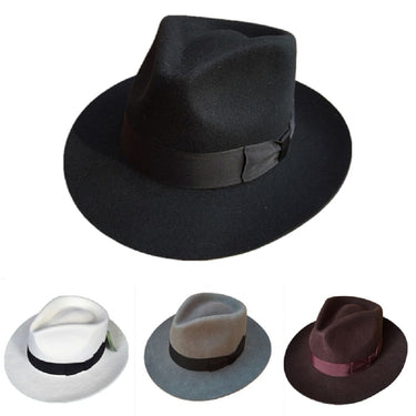 Unisex Classic Wool Felt Godfather Gangster Mobster Michael Jackson Gentleman Fedora Hat  -  GeraldBlack.com