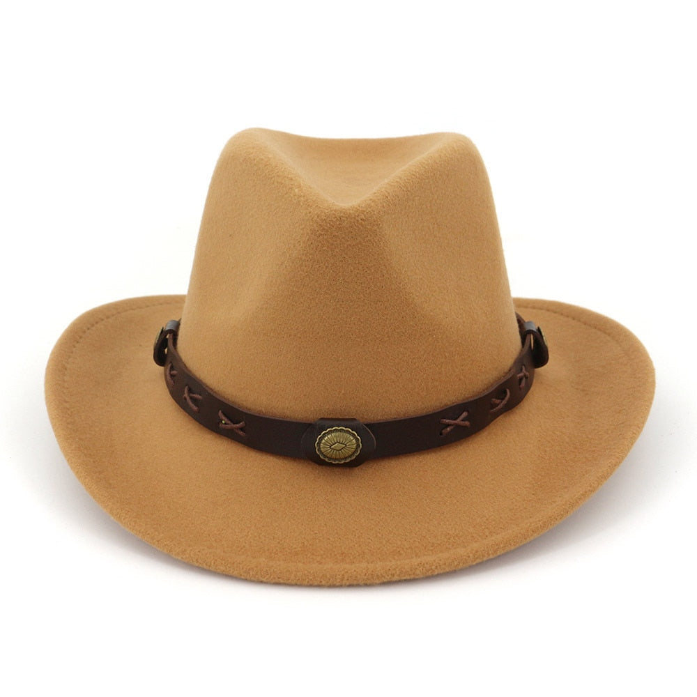 Unisex Ethnic Style Woolen Western Cowboy Vintage Spring Autumn Hat  -  GeraldBlack.com