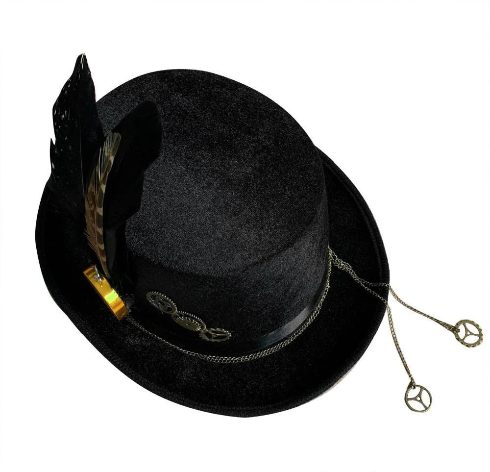 Unisex Gears Compass Punk Goth Victorian Steampunk Black Cosplay Costume  Top Hats  -  GeraldBlack.com