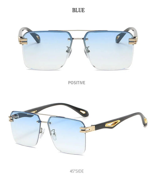 Unisex Luxe Semi-Rimless Vintage Fashion Glasses Sunglasses  -  GeraldBlack.com