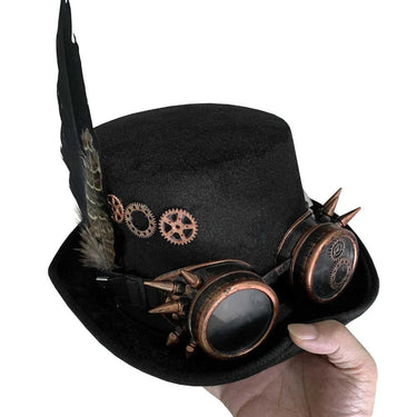 Unisex Punk Goth Steampunk Top Hat with Goggles Cosplay Costume  -  GeraldBlack.com