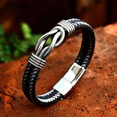 Unisex Simple 316L Stainless Steel Twisted Leather Bangles Personalized Retro Party Jewelry Gift  -  GeraldBlack.com