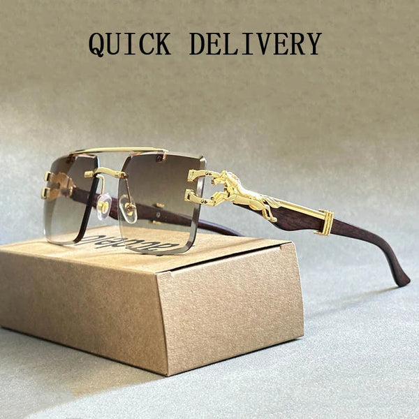 Unisex Square Luxury Vintage Designer Rimless Trendy Fashion Glasses  -  GeraldBlack.com