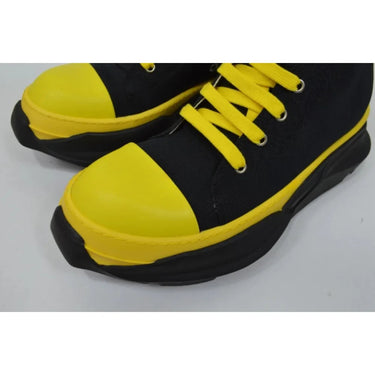 Unisex Yellow Black Canvas Luxury Trainers Lace Up Casual Height Increasing Zip Boots Shoes  -  GeraldBlack.com