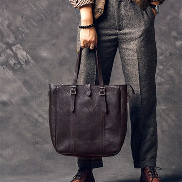 Vintage fashion natural leather men large capacity outside organizer crossbody handbag  -  GeraldBlack.com