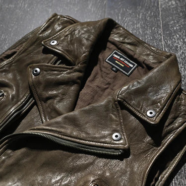 Vintage Genuine Leather Men's Vegetable-tanned Top Layer Harley Style Vest Coat  -  GeraldBlack.com