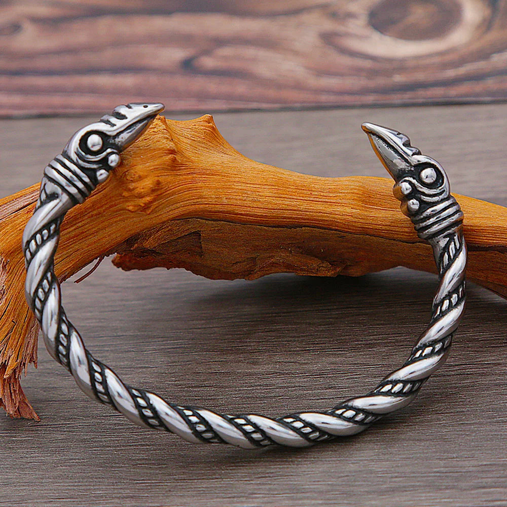 Vintage Nordic Viking Raven Men Fashion Opening Adjustable Wristband Cuff Odin Crow Viking Bracelet Jewelry Gift  -  GeraldBlack.com