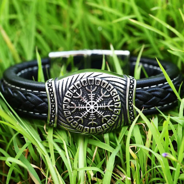 Vintage Odin Viking Rune Men Nordic 316L Stainless Steel Biker Viking Compass Bracelet Jewelry Amulet Gift  -  GeraldBlack.com