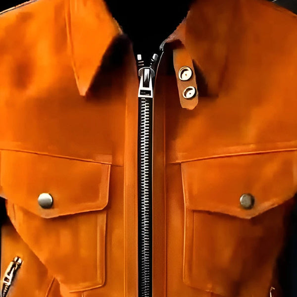 Vintage Solid Color Mens Autumn Korean Slim Fit Casual Lapel Motorcycle Jacket Outwear  -  GeraldBlack.com