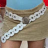 Vintage Style Studded Belts for Women Buckle White PU Leather Fashion Belts  -  GeraldBlack.com