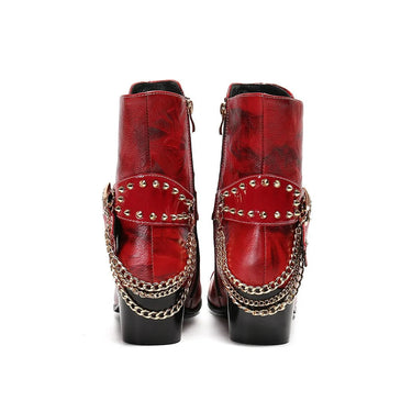 Western Cowboy Punk Genuine Leather Ankle Boots for Men Party Wedding Big Sizes US12  -  GeraldBlack.com