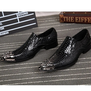 Western Fashion Men Pointed Metal Toe Luxury Handmade Leather Height Increased Dress Shoes  -  GeraldBlack.com