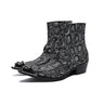 Western Handsome Men Pointed Iron Tip Motorcycle Party Ankle Boots Sizes 38-46 US12  -  GeraldBlack.com